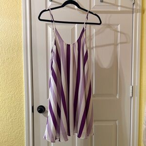 Buddy Love Striped Purple & White Spaghetti Strap Dress w/ Low Cut Back